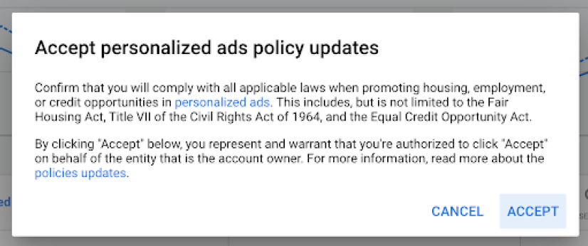 Settings updates—Changes to ad personalization, privacy