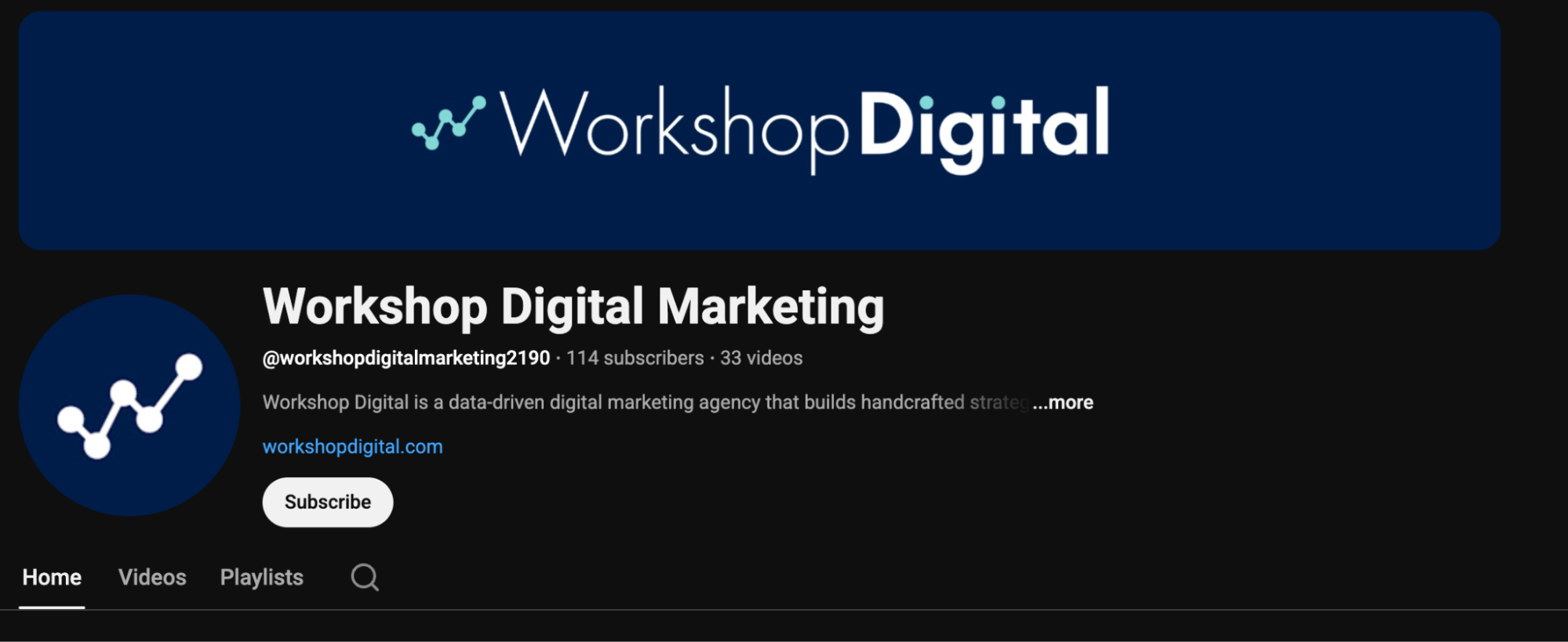 Workshop Digital Marketing's YouTube channel header.
