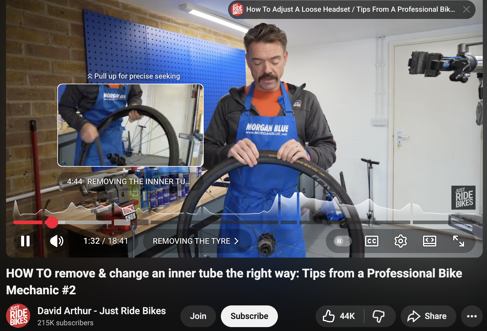 Screenshot of a YouTube video that shows Chapters, allowing viewers to jump directly to the part of the video they need.